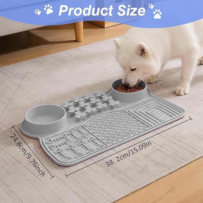 Dog Slow Feeder Bowl, 15 * 9.7inchs Unsinkable Slow Feeder Dog Bowls, Food Safe Silicone Slow Feed Dog Bowl, Fun Design Easy Clean Slow Feeder for Small Breed & Large Breed Dogs