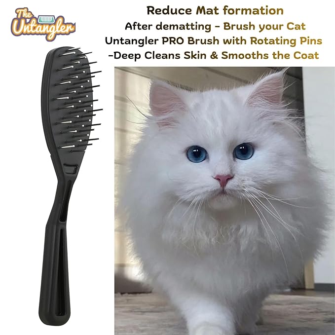 Cat Comb - 5" with ultra fine silky smooth rotating teeth for gentle mat clearing; 7" with dual-spaced teeth, SkyBlue