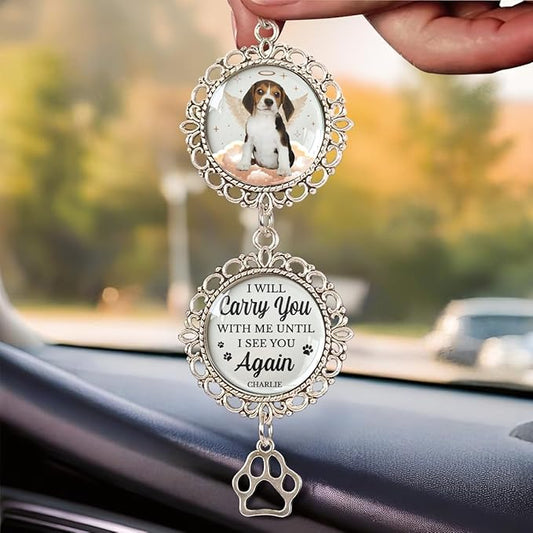 Custom Photo You were My Favorite Hello, Personalized Memorial Metal Car Charm for Pet Loss Gifts, Dog Keepsake Memorial, Loss of Pet Sympathy Gift Dog Ornament, Car Interior Accessories