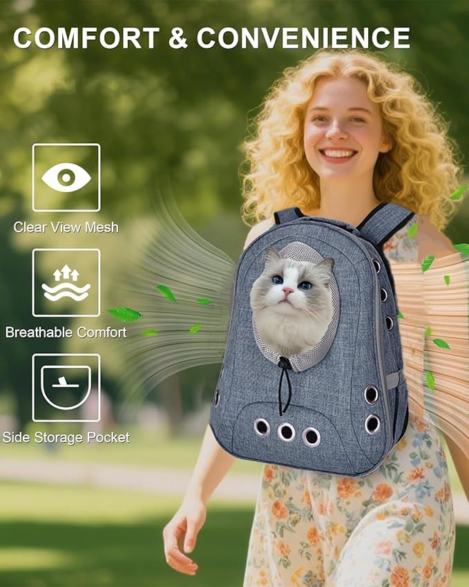 Pet Dog Backpack Carrier Small Doggy Front Backpack,Large Space Cat Carrier Backpack,Ventilated for Hiking,Camping,Travel,Suitable for Shopping and Vet,Max 12 lbs(Denim Blue)