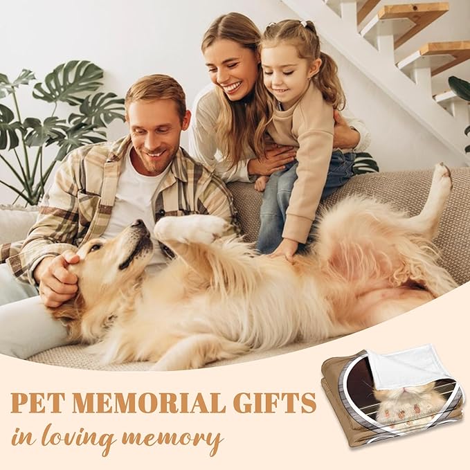 Cat Memorial Gifts for Loss of Cats, Custom Cat Memory Blanket with Photo Text, Pet Memorial Gifts for Dogs Cats, Dog Remembrance Bereavement Gift, Loss of Pet Sympathy Gift