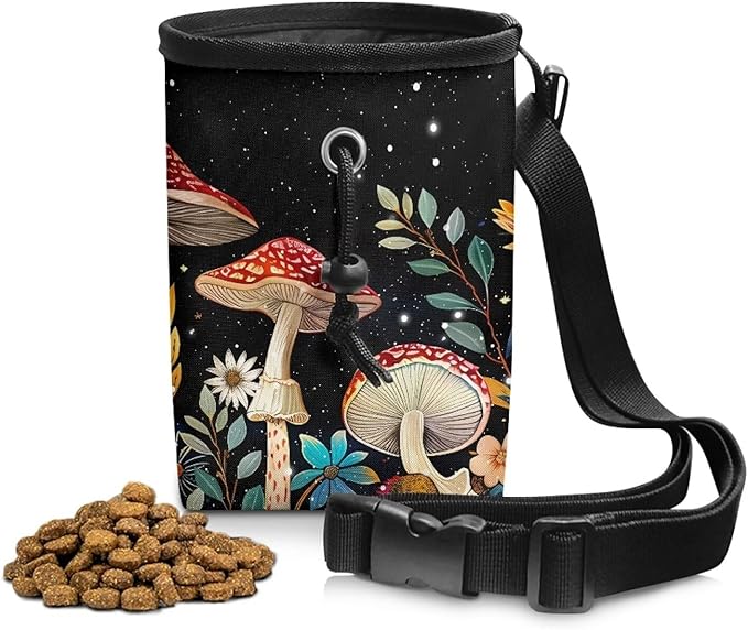 Big Mushroom Dog Walking Bag Puppy Training Pouch, Puppy Dog Training Treat Bag Pet Training Walking & Rewarding Holder with Waistband Easy to Carry