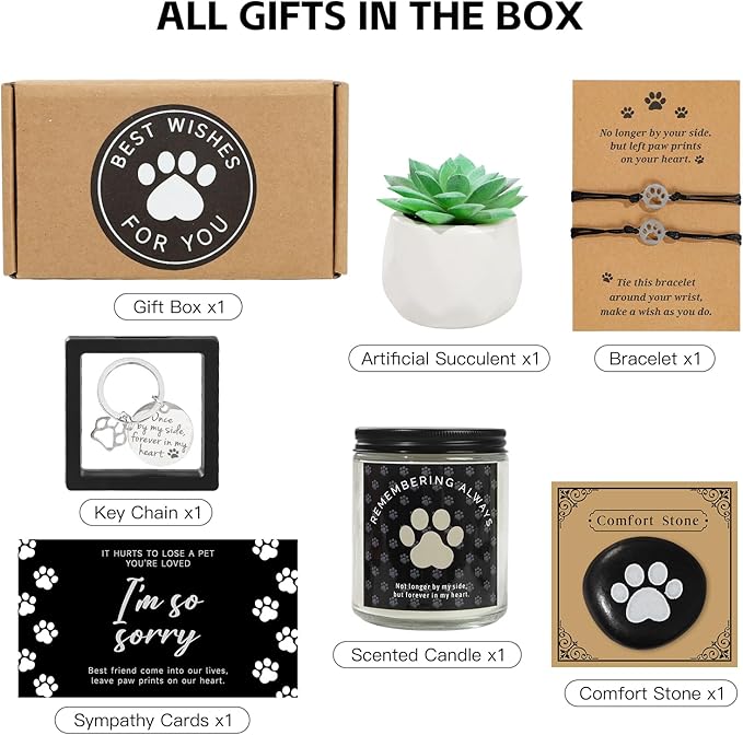 Loss of Dog Pet Sympathy Gift, Pet Memorial Gifts for Dogs, Loss of A Dog Sympathy Gift Baskets, Dog Passing Away Gifts, Loss of Pet Gift Box for Dogs Lovers Friends Family