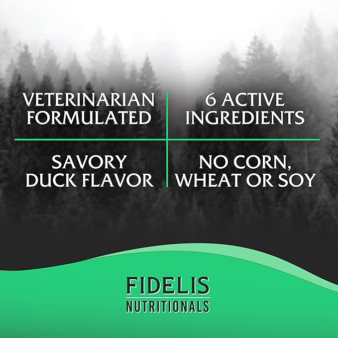 FIDELIS Joint Support Plus+ Hip & Joint Supplement for Dogs, Glucosamine for Dogs, Chondroitin Dog Treats, Vitamin C, Omega Fatty Acid, MSM, Adult, Big & Small, Made in USA, Duck Flavor, 60 Soft Chews