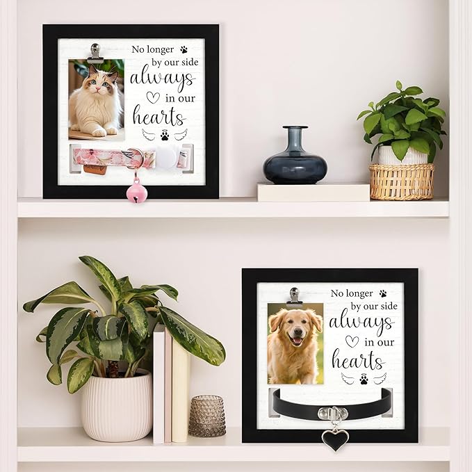 Pet Memorial Gifts, Pet Remembrance Picture Frame for Loss of Dog, Memorial Frame with Collar Holder for Pet Passed Away Sympathy Gifts