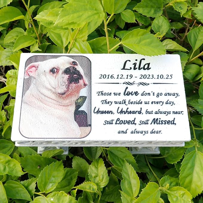 Personalized Memorial Bench for Pet Human, Custom Pet Memorial Stone with Colorful Photo, Pet Grave Marker Dog Headstone Cat Tombstone, Loss of Pet Gifts, Memorial Garden Plaque
