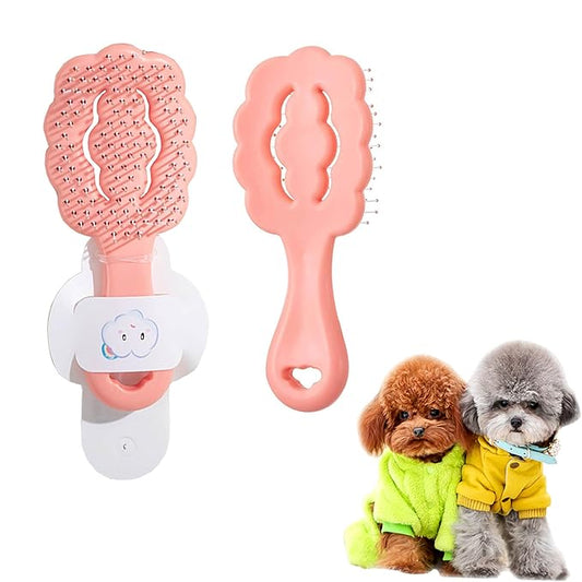 Small Dog Grooming Brush,Cloud Shape Puppy Brush Detangling Dog Hair Brushes for Wet or Dry - Perfect for Shih Tzus, Yorkies, Maltipoos - Ideal Puppy Hair Brushes for Maltese and Small Breeds (Pink)