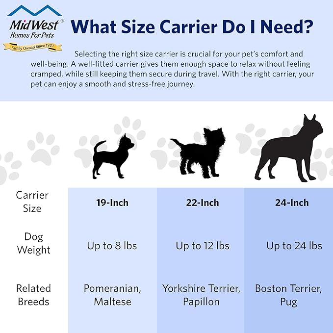 MidWest Homes for Pets Spree Travel Carrier – Hard-Sided Dog & Cat Carrier, Small Pet Travel Crate with Handle, Ventilated Design, Easy Assembly, 24-Inch, Blue