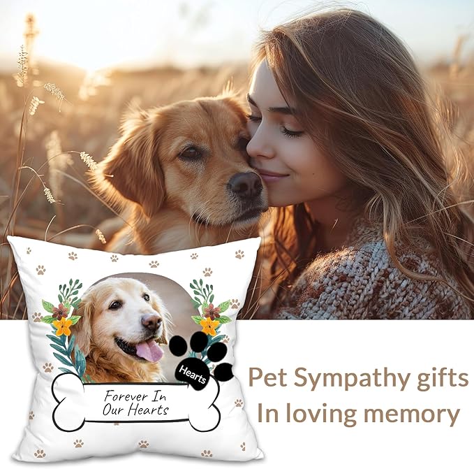 Custom Dog Memorial Throw Pillow with Photo - Personalized Loss of Dog Sympathy Gift for You | Pet Memorial Gifts for Dogs/Cats (Style 3)