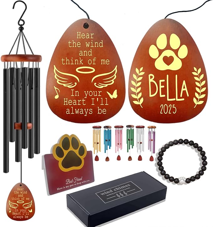 Personalized Dog Memorial Gifts for Loss of Dog, Custom Pet Memorial Wind Chime, Pets Loss Passing Away Remembrance Bereavement Gift, Custom Sympathy Gifts of Pet
