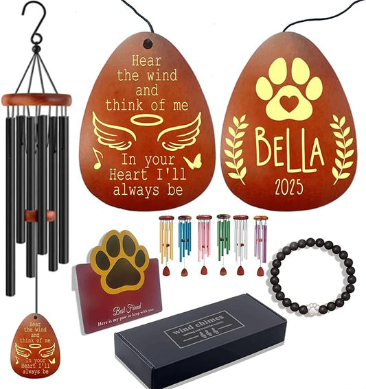 Personalized Dog Memorial Gifts for Loss of Dog, Custom Pet Memorial Wind Chime, Pets Loss Passing Away Remembrance Bereavement Gift, Custom Sympathy Gifts of Pet