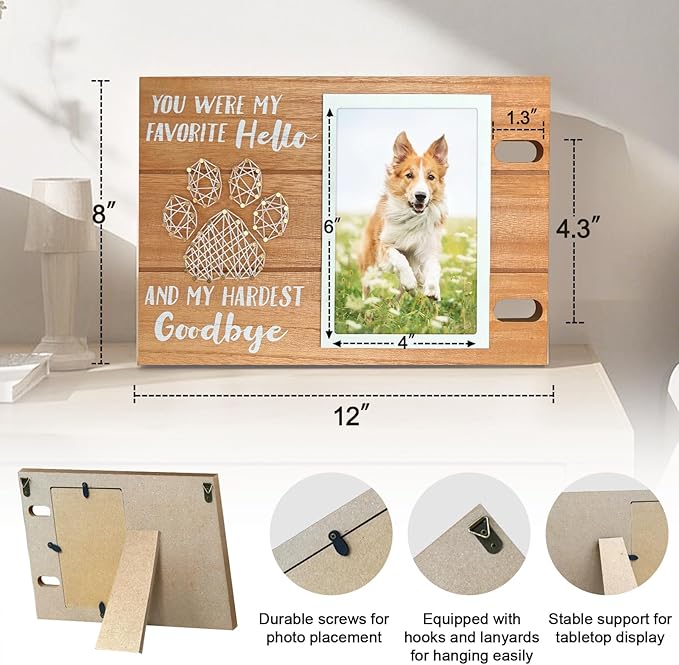 Dog Memorial Gifts, Pet Loss, Pet Sympathy Gifts for Loss of Dog, Pet Memorial Collar Frame, Thoughtful Dogs and Cats Remembrance, Bereavement Gifts