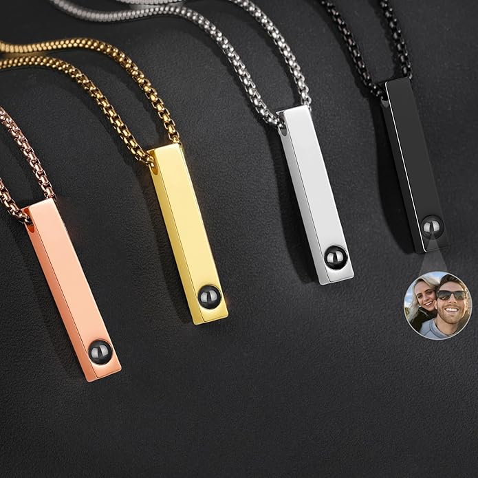 Personalized Projection Necklace with Custom Photo Pendant - Best Gift for Mom, Wife, Girlfriend, or Memorial - Mother's Day, Valentine's Day, Birthday Jewelry Gift