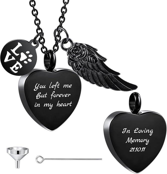 Personalized Urn Necklace for Pet Ashes Custom Photo/Name/Date Paw Print Pendant for Women Men Cremation Jewelry Memorial Keepsake for Dog/Cat/Pet Urn Necklace with Funnel Fill Kit