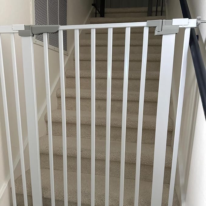 41 Inch Tall Baby Gate Auto Close Dog Gate Adjustable 29.92"-35.43" Wide Pressure Mounted Walk Through Swing Pet Gate for Doorways (White, 29.92"-35.43" Wide)