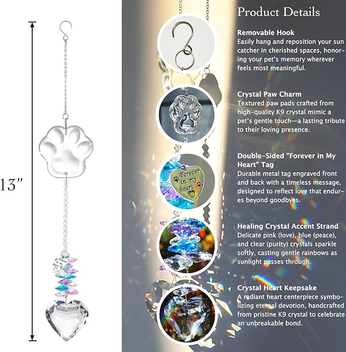 Pet Memorial Suncatcher, Dog Memorial Gifts, Pet Loss, Pet Sympathy, Dogs Cats Passing Away Remembrance Bereavement Gifts