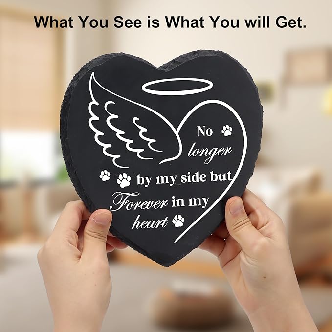 Pet Memorial Stone for Dogs 7.6"x7.2", Dog Heart Memorial Gifts for Loss of Dog, Dog Memory Gifts, Cat Loss Gifts, Pet Headstone for Indoor Outdoor, Pattern-8