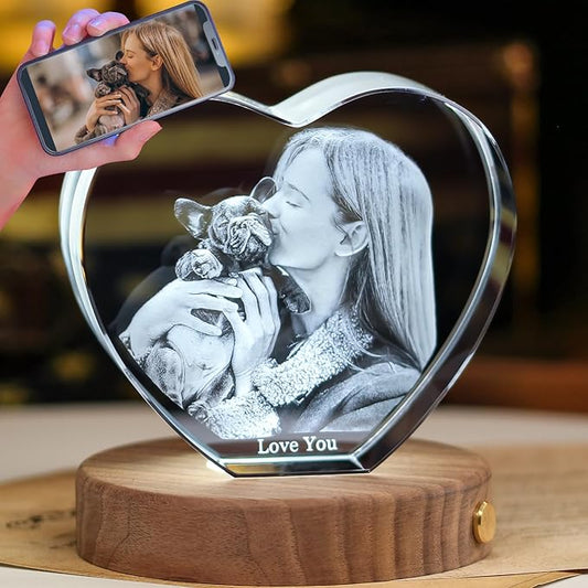 Personalized Pet Memorial Gifts,3D Crystal Photo,3D Engraved Crystal Keepsake Gift Décor Dogs Or Cats Horse Birds, Customized Dog Memorial Gifts,Personalized Photo Gifts