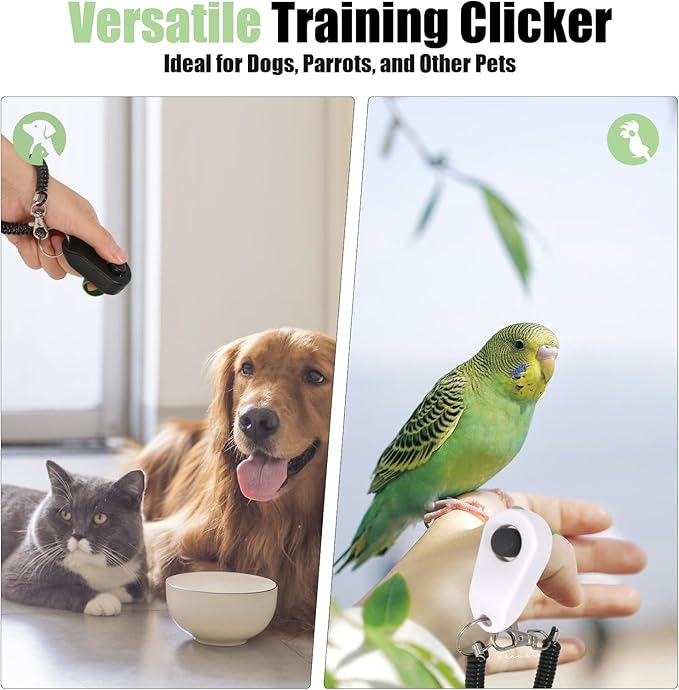 BARKIE Dog Training Clicker with Finger Ring and Wrist Strap 2 Pack, Multi-Carry Dog Clicker for Behavior Aids, Puppy Essentials & Pet Supplies for Dog Training and Walking(Black & White)