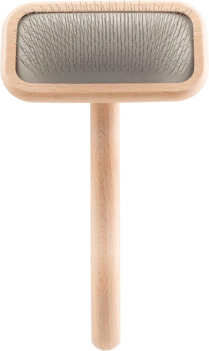 Chris Christensen Mark II Slicker Brush for Dogs, 12mm Pins, Groom Like a Pro, Handcrafted Lightweight Beechwood Ergonomic Handle, Stainless Steel Pins, A5II Small. Made in Germany.