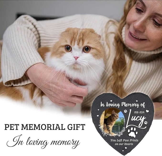 Personalized Remembrance Plaque for Cat, in Loving Memory Pet Garden Stones, Dog Memorial stones for Loss of Dog, Pet Memorial Gifts for Cat Mom Dog Lover Owner, Cemetery Decorations for Grave