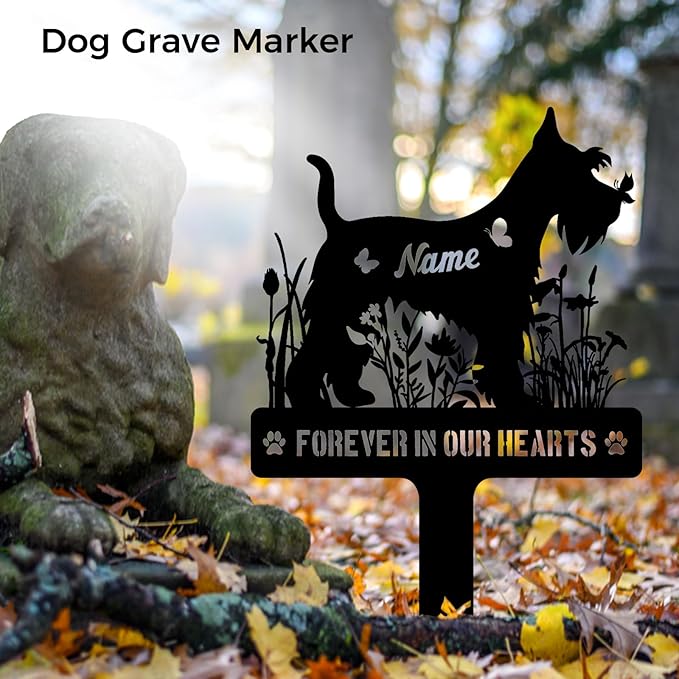 Custom Mini Schnauzer Mini Schnauz Dog Memorial Stake, Personalized Dog Grave Marker, Metal Pet Tombstone, Outdoor Sympathy Sign for Garden Yard Decor, Pet Loss Gift