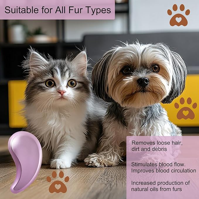 Puppy Brush, Soft Dog Brush for Grooming, Puppy Hair Remover Brush Comb, Grooming Tool for Poodles,Teddy, Yorkies, Maltese, Shih Tzu, Chihuahua, Rose Purple