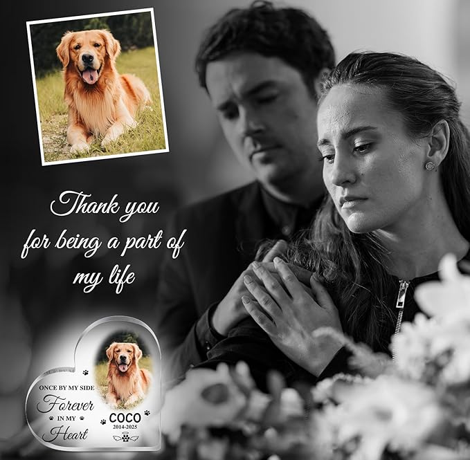 Pet Memorial Gifts Personalized Pet Memorial Plaque Loss of Dog Sympathy Gift Cat Memorials Gift for Loss of Cat Dogs Bereavement Passing Away Gifts Custom Pets Heart Shape Acrylic Plauqe