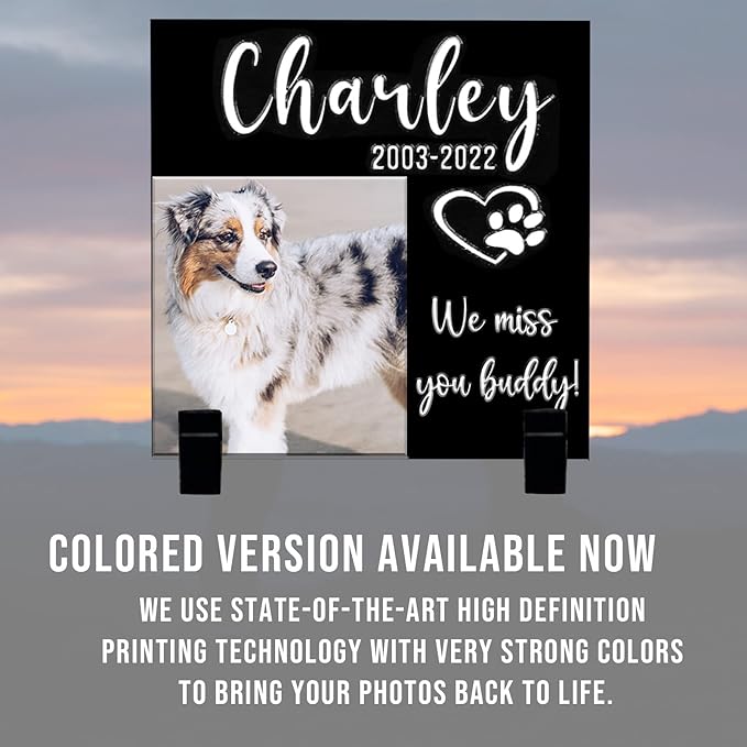LINMAGCO Dog Memorial Gifts for Loss of Dog,Dog Memorial Stone,Pet Memorial Gifts with Photo, Customized Pet Headstone,Cat Memorial Gifts,Decorations for Grave