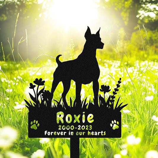 Custom Dog Doberman Pinscher Memorial Grave Marker Outdoor, Personalized Doberman Pinscher Dog Memorial Garden Stake, Customized Pet Dog Grave Marker Headstone Memorial Stake