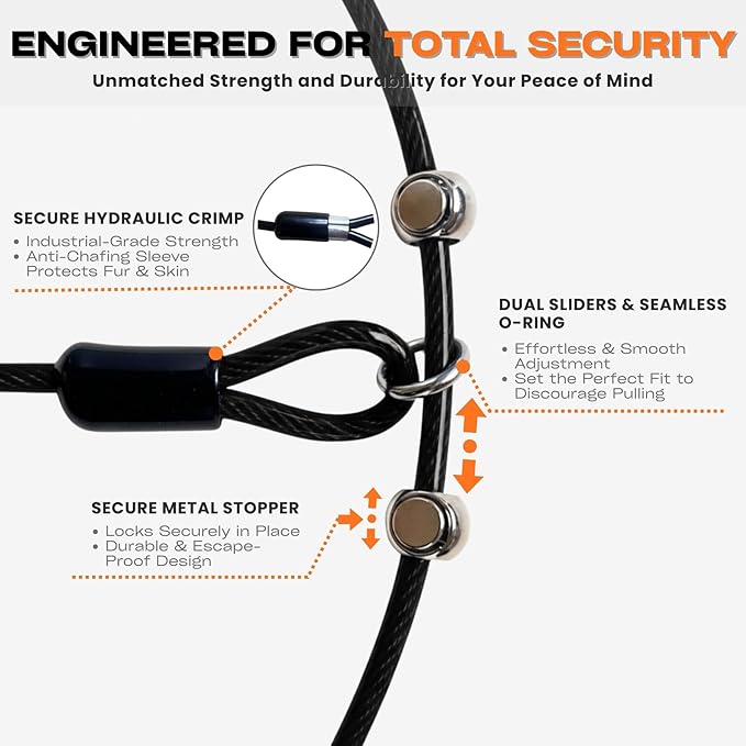 Heavy Duty Steel Wire Dog Training Collar - PVC Coated Martingale Slip Collar with Adjustable Safety Stopper for No-Pull Walking & Obedience Black 0.197" D/23.62" L