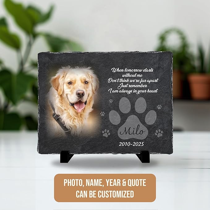 Personalized Dog Memorial Stone for Dog Memories | Pet Memorials for Dogs with Photo | Custom Plaque Stone for Furry Friend Loss | Beloved Pet Memorial Stones for Dogs Personalized Gifts Pets