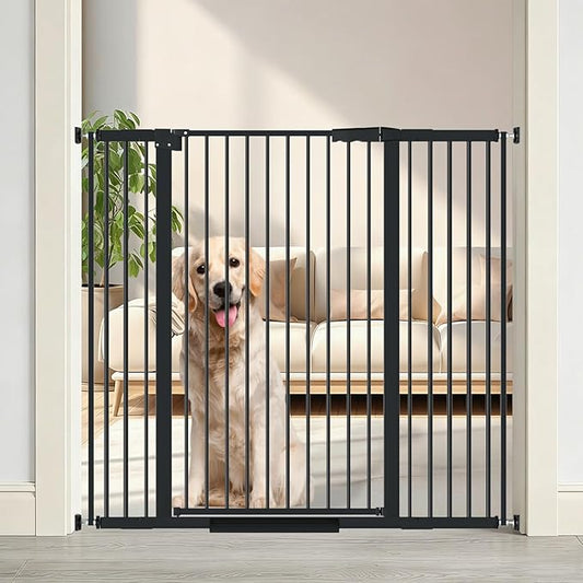 40.55" Tall, 34.05-45.86 Inch Wide, 1.37" Ultra Narrow Spacing Dog Pet Baby Gate Indoor for Doorway Hallway, Pressure Mounted 35 36 37 38 39 40 41 42 43 44 45 Inches Wide Black