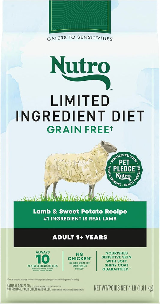 Nutro Limited Ingredient Diet Dry Dog Food, Adult Dog Food Dry Lamb & Sweet Potato Recipe, 4 lb. Bag