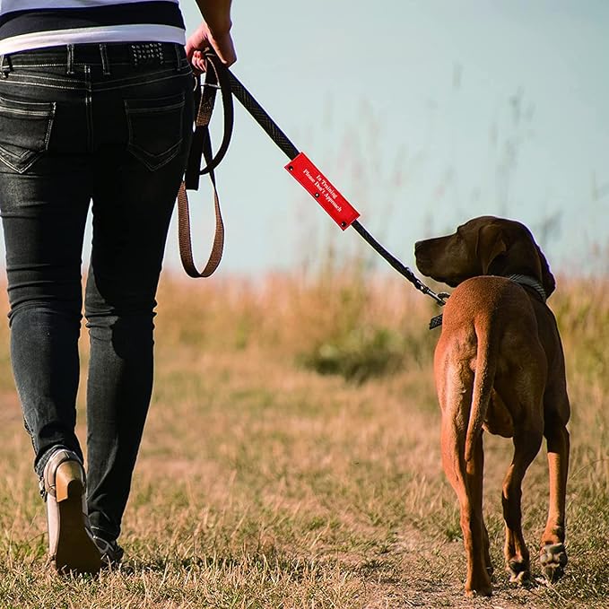 Funny Dog Leash Sleeve in Training Please Don't Approach Dog Leash Wrap Wrap Alert Hanging ID Patch Tag(Don't Approach-Sleeve)