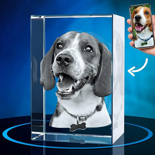 ArtPix 3D Crystal Photo, Personalized Dog Memorial Gifts with Your Own Photo for Dog Lovers, Pet Owners, 3D Laser Etched Picture, Engraved Crystal in Memory of Dog, Customized Gifts