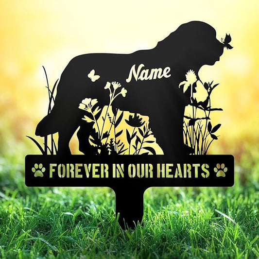 Custom Newfoundland Newfie Dog Memorial Stake, Personalized Dog Grave Marker, Metal Pet Tombstone, Outdoor Sympathy Sign for Garden Yard Decor, Pet Loss Gift