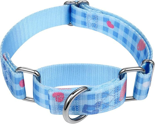 Mikivery Martingale Dogs Collar Plaid 1 inch Sturdy Slip Metal Buckle Collars Cute for Medium and Large Breed for Walking Training Outdoor Daily Use