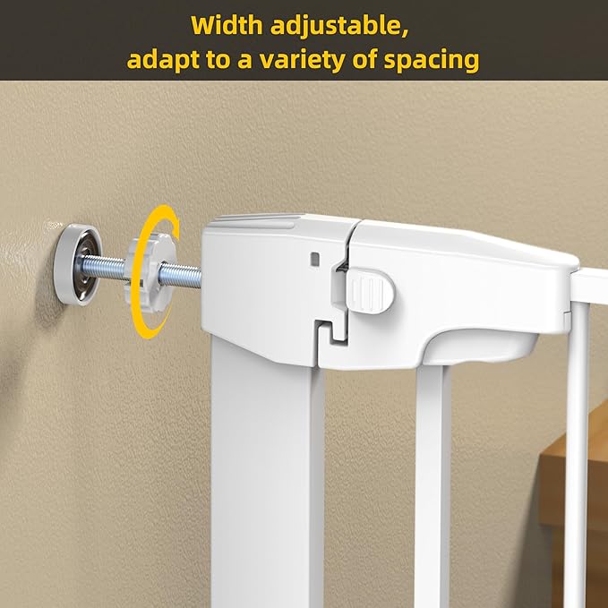 Easy Step Walk-Thru Baby Gate – Adjustable Safety Gate for Babies & Pets, Pressure Mount Kit, Includes Wall Cups – 29.7-40.5W x 30.5H, Auto-Close White