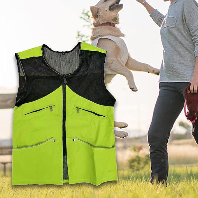 Dog Training Vest for Handlers Breathable Dog Trainer Vest for Agility Obedience Training Handler Dog Trainer Outdoor Backpacking, Green, XL