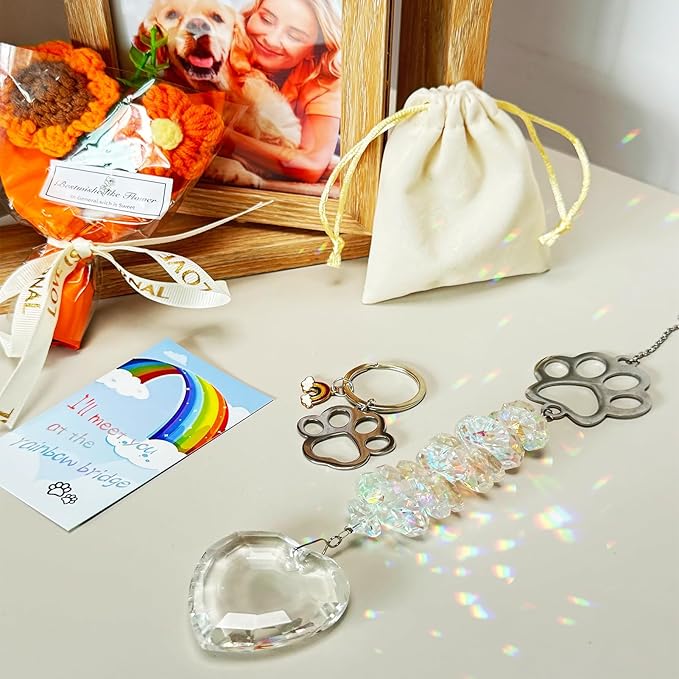Pet Memorial Suncatcher Iridescent Dog Memorial Gifts, Pet Loss, Pet Sympathy, Thoughtful Dogs and Cats Remembrance, Loss of Dog Sympathy Gift, Rainbow Impressions for Pet Loss, Bereavement Gifts