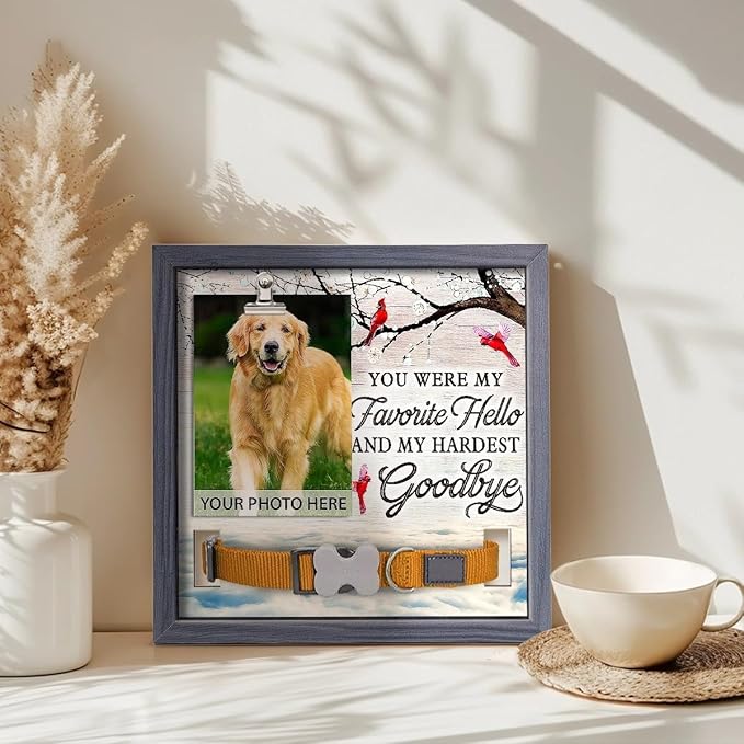 Pawfect House Dog Memorial Picture Frame With Collar Holder, Pet Memorial Gifts For Dogs, Dog Passing Away Gifts For Grieving Friend, Pet Loss Sign 9x9 Inches, Bereavement Gift Ideas