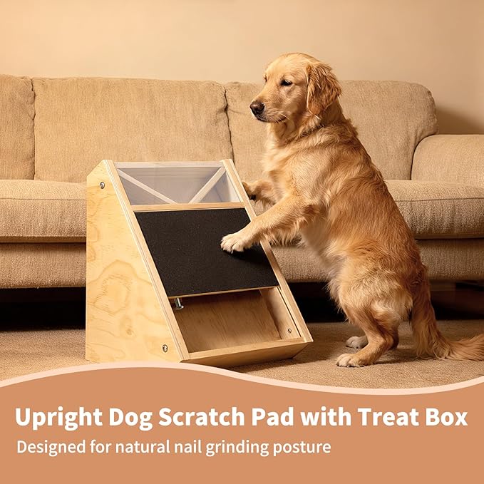 Dog Scratch Pad for Nails: Quiet Dog Scratch Board with Treats, Easy Change Dog Nail Board with 2Pcs Removable Stand, Interactive Paw Nail Scratcher & Slow Feeder Toy
