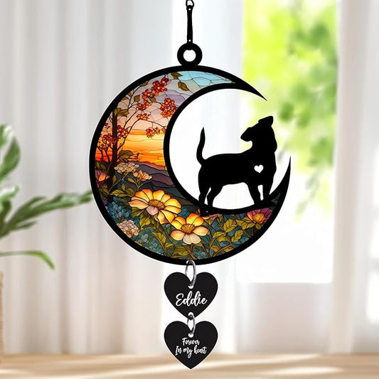 NAZENTI Personalized Dog Memorial Suncatcher, Loss of Pets Hanging Ornament, Sympathy Gift, Custom Dogs Remembrance Gifts, Bereavement Gifts Dogs, Dog Wind Chimes Memorial, Pet Owner