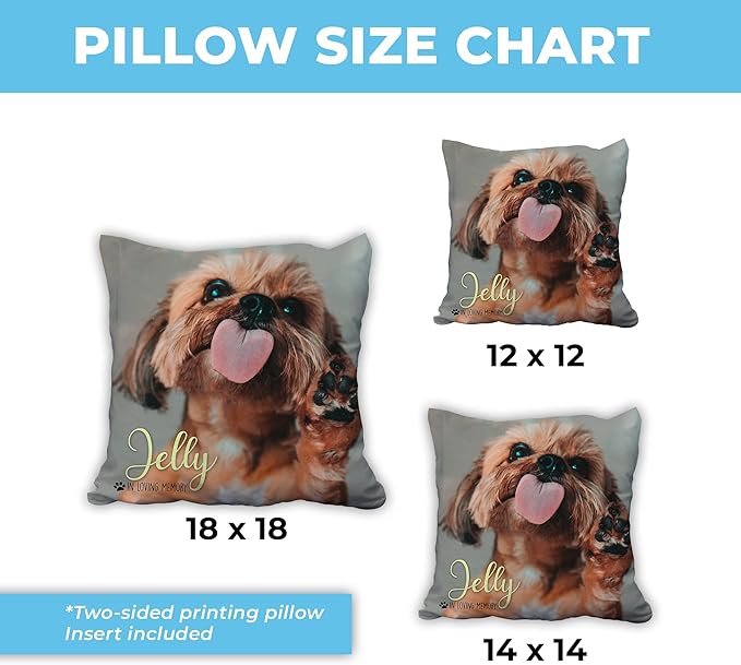 Hyturtle Personalized Pet Photo Memorial Pillow with Insert 12"x12" Double-Sided Printed Sympathy Gifts for Loss of Dog - Dog Remembrance Bereavement Gifts - Custom Memorial Gifts Pillow Home Decor