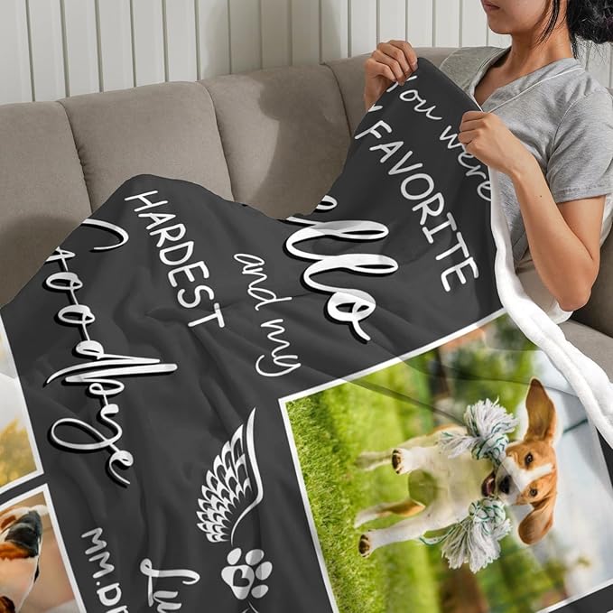 Personalized Dog Memorial Blanket with Photo:Made in USA,Custom Memorial Gifts for Loss of Dog,Cat,Pet,Sympathy Bereavement for Loss of Lover