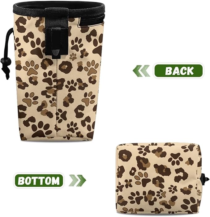 Brown Paws Dog Treat Bag Animal Walking Snack Container, Puppy Dog Training Treat Bag Dog Food Dispenser Treat Snack Bags for Pet Puppy Travel or Outdoor Use