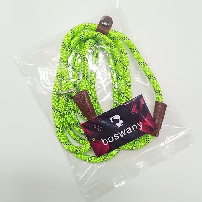 7ft Slip Lead Dog Leash for Small Dogs, No Pull Puppy Training Lead, Lightweight Sturdy Pet Slip Rope Leash, Green