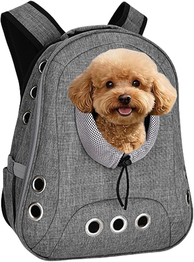Pet Dog Backpack Carrier Small Doggy Front Backpack,Large Space Cat Carrier Backpack,Ventilated for Hiking,Camping,Travel,Suitable for Shopping and Vet,Max 12 lbs(‌Gray)