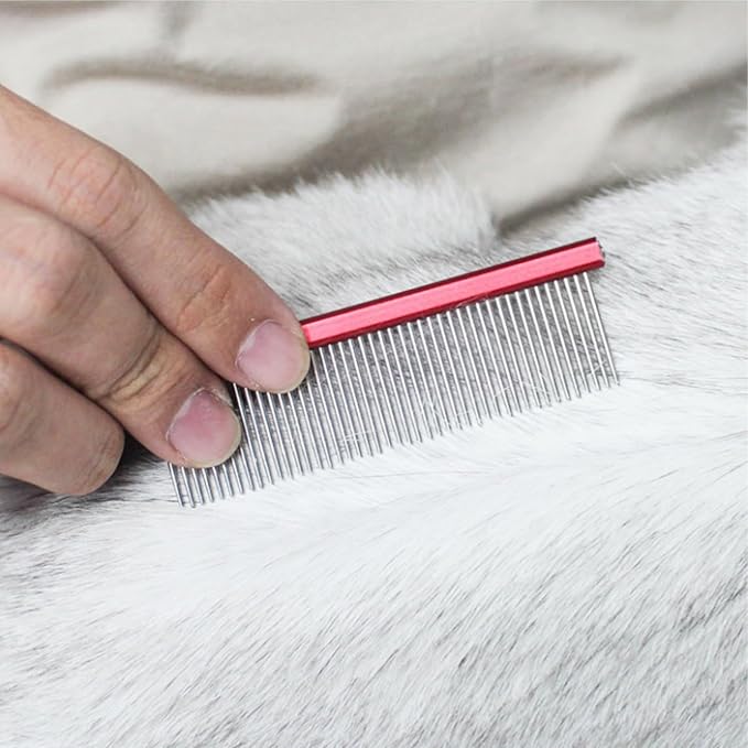 Grooming Comb with Rounded Ends - Rat Tail Design for Dematting and Hairstyling Cats & Dogs, Float Hair Removal